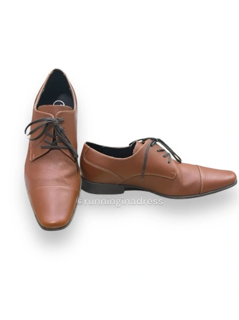 NWOT Calvin Klein Bram Cognac Leather Cap Toe Oxford Dress Shoes Men's Size 12